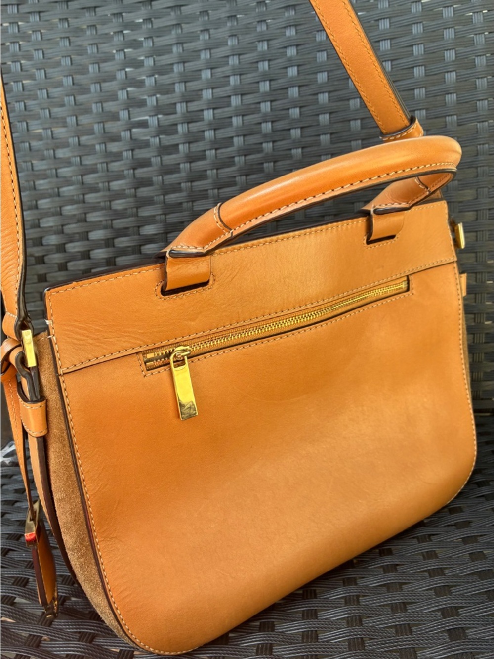 Michael Kors Suede Satchel with Tan Leather Trim - Picture 2 of 16